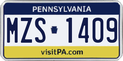 PA license plate MZS1409