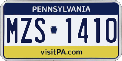 PA license plate MZS1410