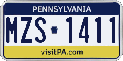 PA license plate MZS1411