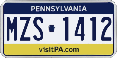PA license plate MZS1412