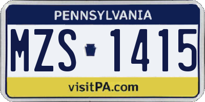 PA license plate MZS1415