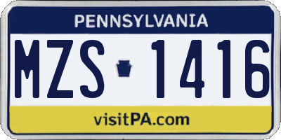 PA license plate MZS1416