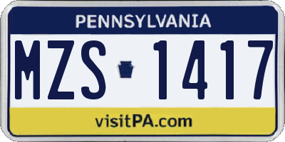 PA license plate MZS1417