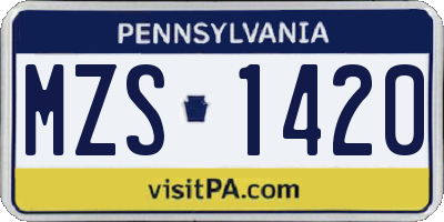 PA license plate MZS1420