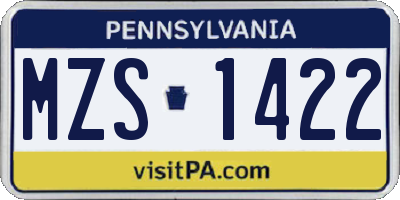 PA license plate MZS1422