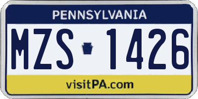 PA license plate MZS1426