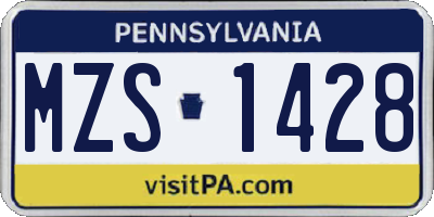 PA license plate MZS1428