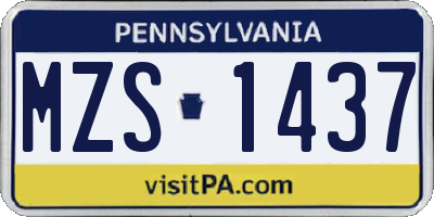 PA license plate MZS1437