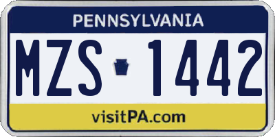 PA license plate MZS1442