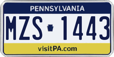 PA license plate MZS1443