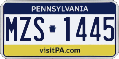 PA license plate MZS1445