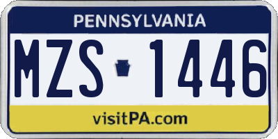 PA license plate MZS1446