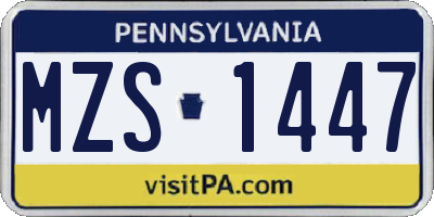 PA license plate MZS1447