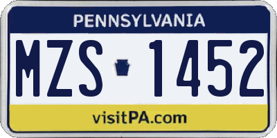 PA license plate MZS1452