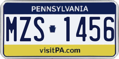 PA license plate MZS1456