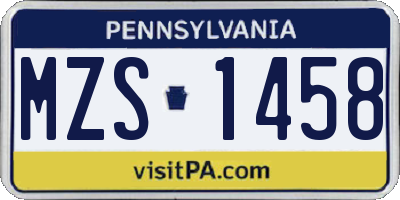 PA license plate MZS1458
