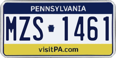 PA license plate MZS1461