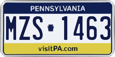 PA license plate MZS1463