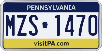 PA license plate MZS1470