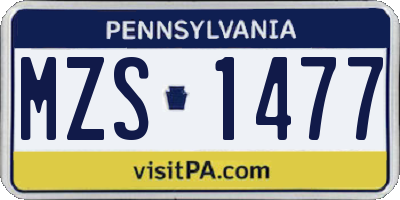 PA license plate MZS1477
