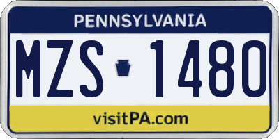 PA license plate MZS1480