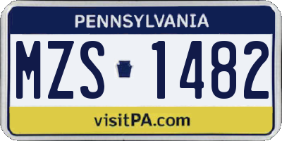 PA license plate MZS1482