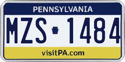 PA license plate MZS1484