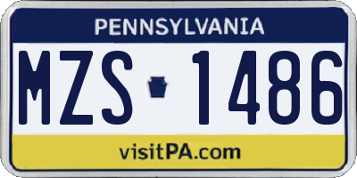 PA license plate MZS1486