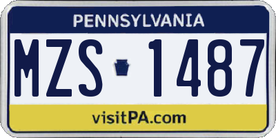 PA license plate MZS1487