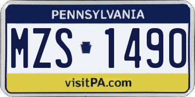 PA license plate MZS1490