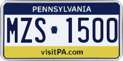 PA license plate MZS1500