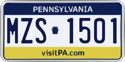 PA license plate MZS1501