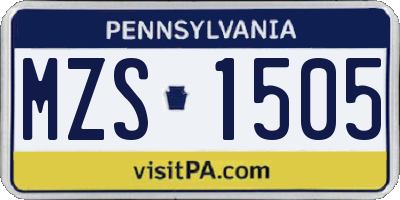 PA license plate MZS1505