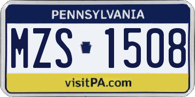 PA license plate MZS1508