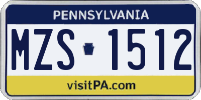 PA license plate MZS1512