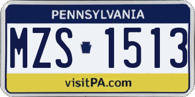 PA license plate MZS1513