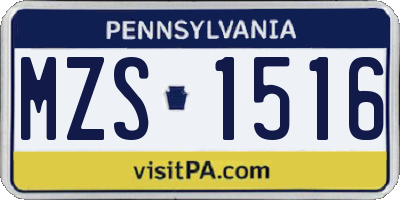 PA license plate MZS1516