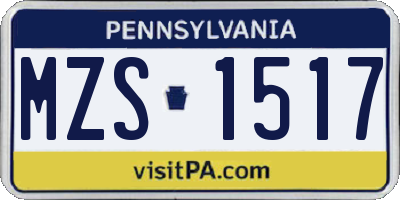 PA license plate MZS1517