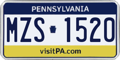 PA license plate MZS1520
