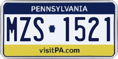 PA license plate MZS1521