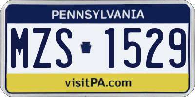 PA license plate MZS1529