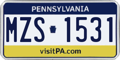 PA license plate MZS1531