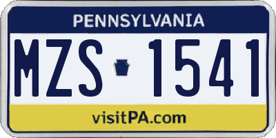 PA license plate MZS1541