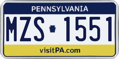 PA license plate MZS1551