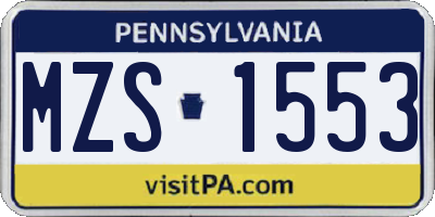 PA license plate MZS1553
