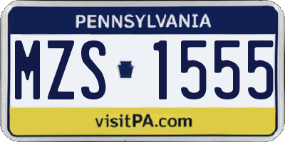 PA license plate MZS1555