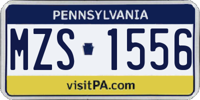 PA license plate MZS1556