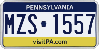 PA license plate MZS1557