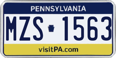 PA license plate MZS1563