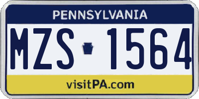 PA license plate MZS1564
